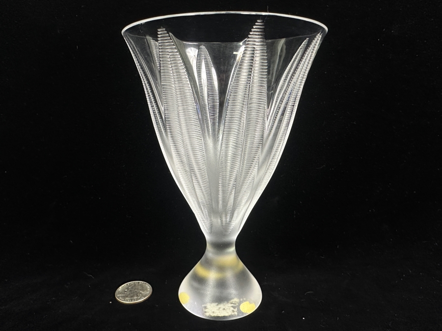 Lalique France Crystal Campanule Frosted Fern Pattern Footed Vase 6 1/8'H [Photo 3]