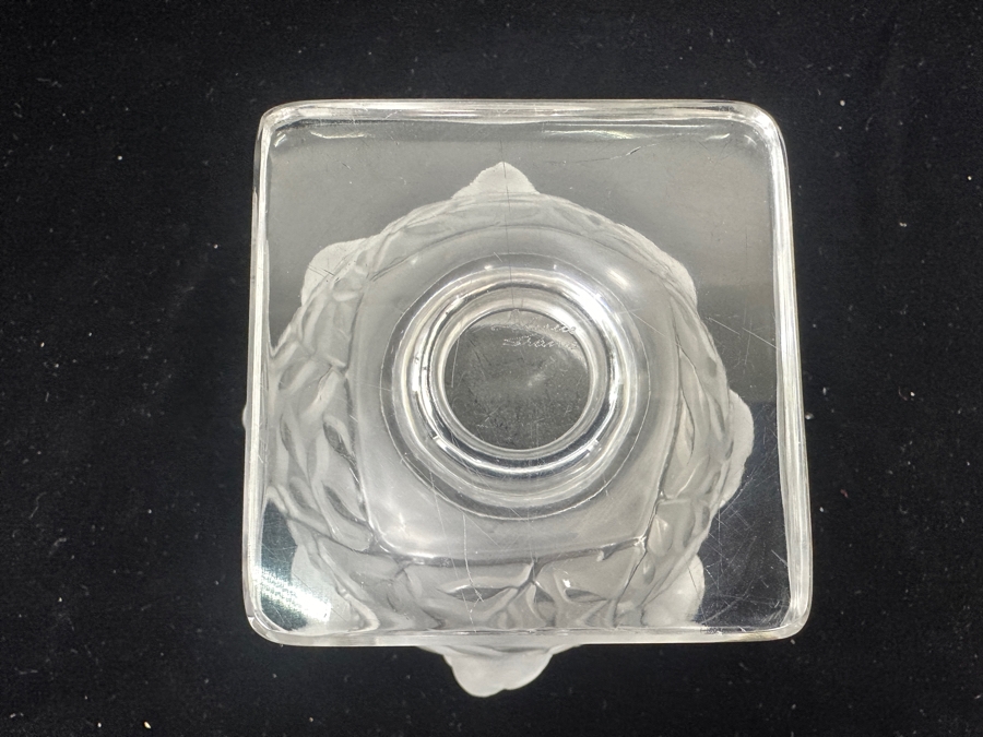 Lalique France Crystal Elisabeth Footed Vase With Birds (One Of The Birds Beak Has A Chip - See Photos) 5.25'H [Photo 12]