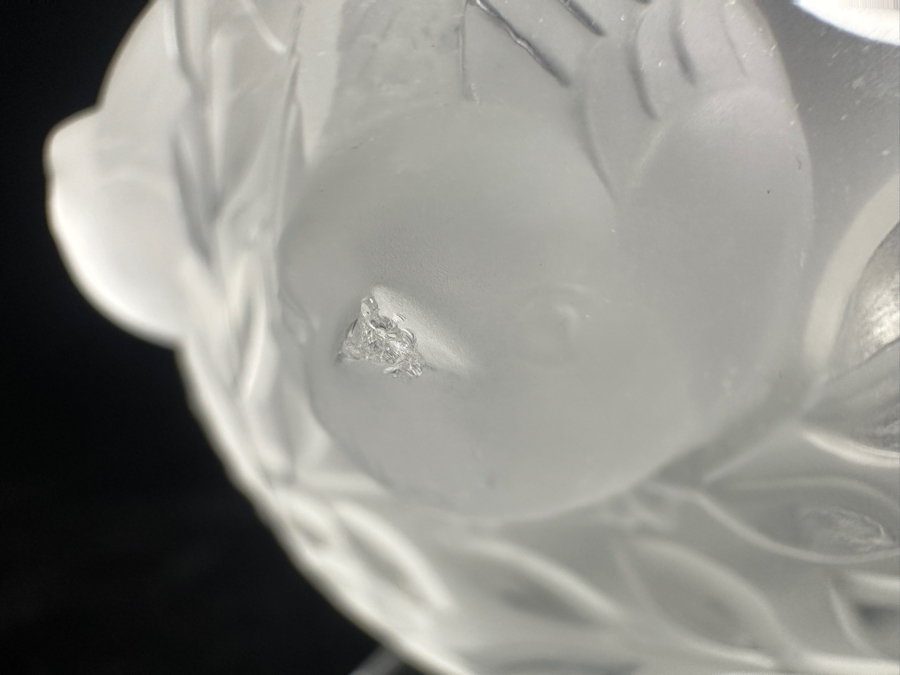 Lalique France Crystal Elisabeth Footed Vase With Birds (One Of The Birds Beak Has A Chip - See Photos) 5.25'H [Photo 11]