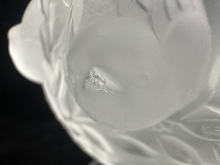 Lalique France Crystal Elisabeth Footed Vase With Birds (One Of The Birds Beak Has A Chip - See Photos) 5.25'H [Photo 10]