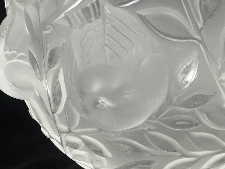 Lalique France Crystal Elisabeth Footed Vase With Birds (One Of The Birds Beak Has A Chip - See Photos) 5.25'H [Photo 9]