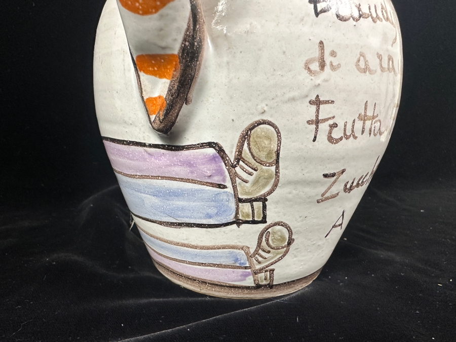 Hand Painted Italian Ceramic Water Jug By Giovanni Desimone 8'H [Photo 8]