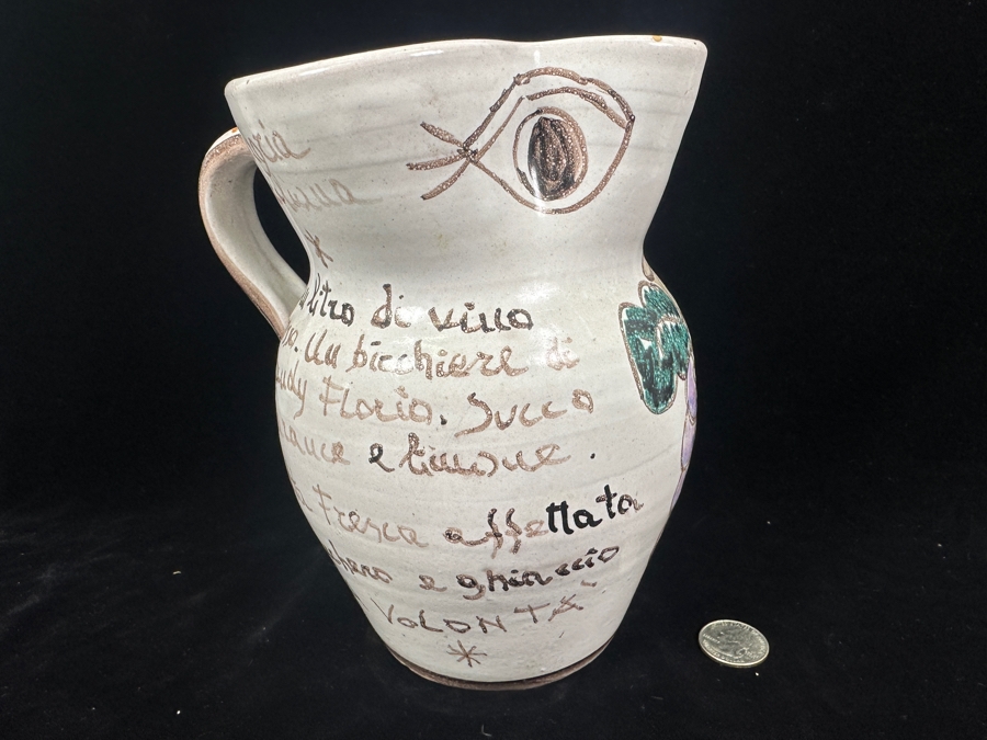 Hand Painted Italian Ceramic Water Jug By Giovanni Desimone 8'H [Photo 6]