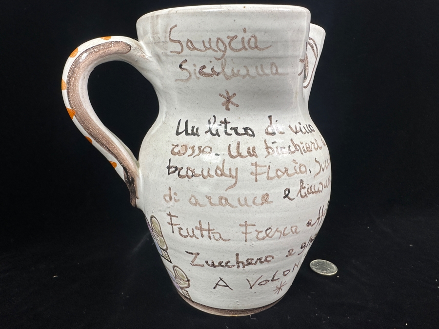 Hand Painted Italian Ceramic Water Jug By Giovanni Desimone 8'H [Photo 7]