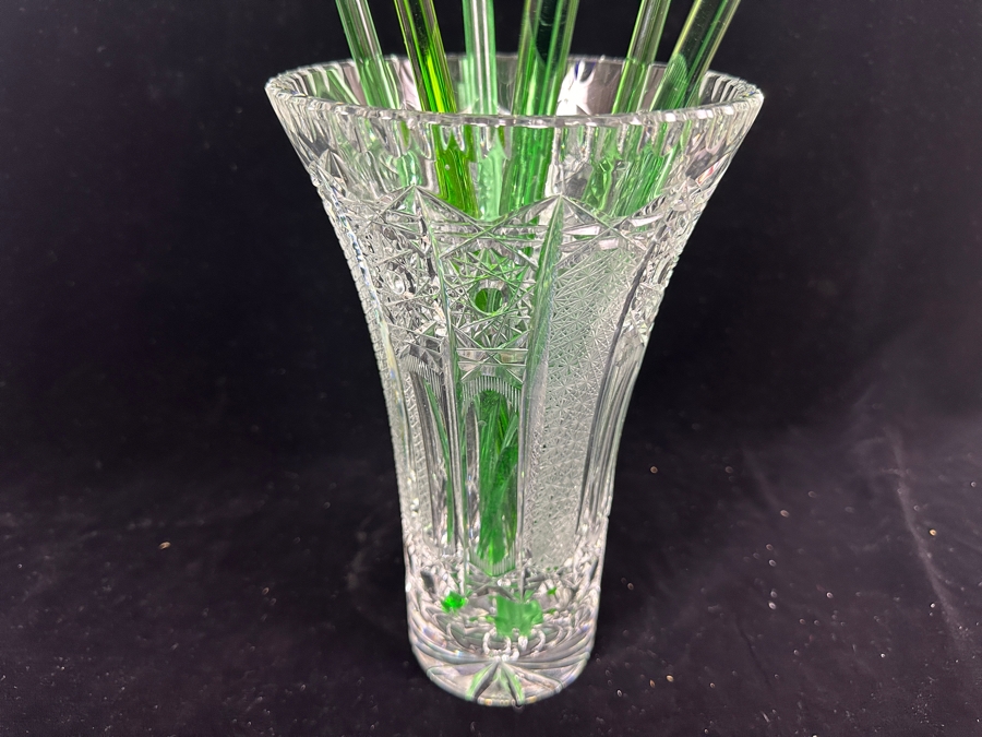 Six Blown Glass Flowers 19'H With Vase [Photo 11]