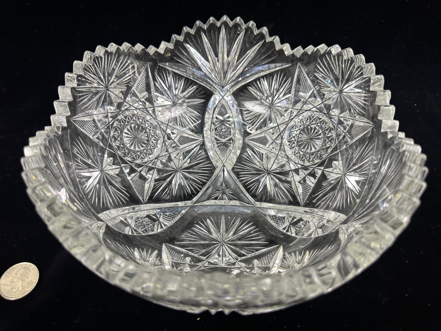 Vintage Cut Crystal Bowl 8W X 3.5H