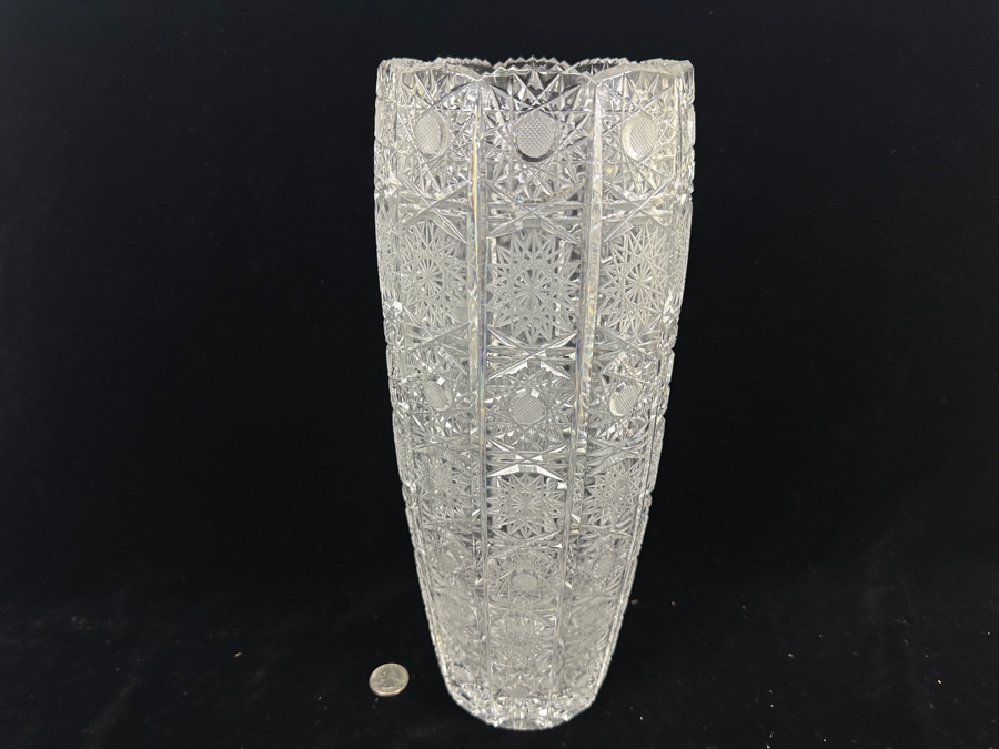 Stunning Vintage Cut Crystal Vase 14'H [Photo 3]