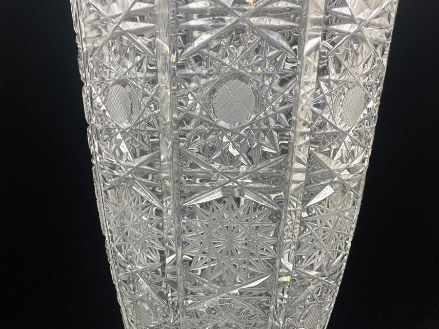 Stunning Vintage Cut Crystal Vase 14'H [Photo 7]
