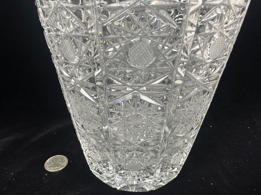 Stunning Vintage Cut Crystal Vase 14'H [Photo 8]