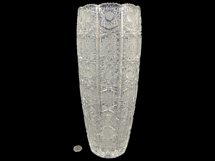 Stunning Vintage Cut Crystal Vase 14'H [Photo 1]