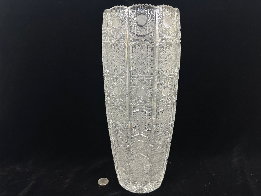 Stunning Vintage Cut Crystal Vase 14'H [Photo 2]