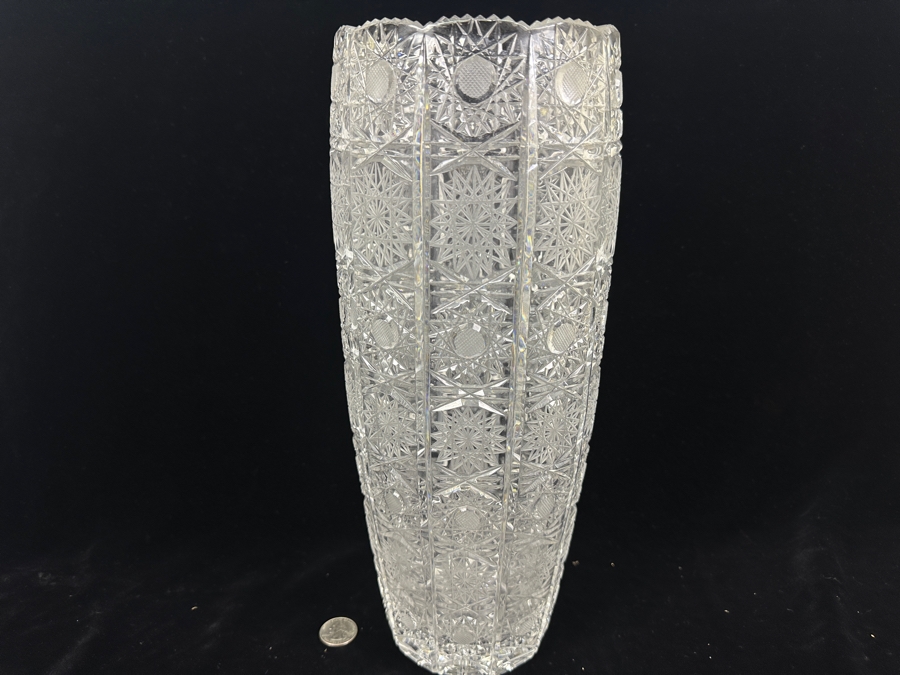 Stunning Vintage Cut Crystal Vase 14'H [Photo 4]