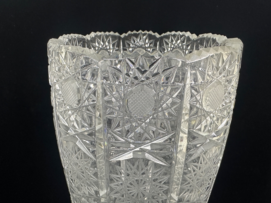 Stunning Vintage Cut Crystal Vase 14'H [Photo 5]