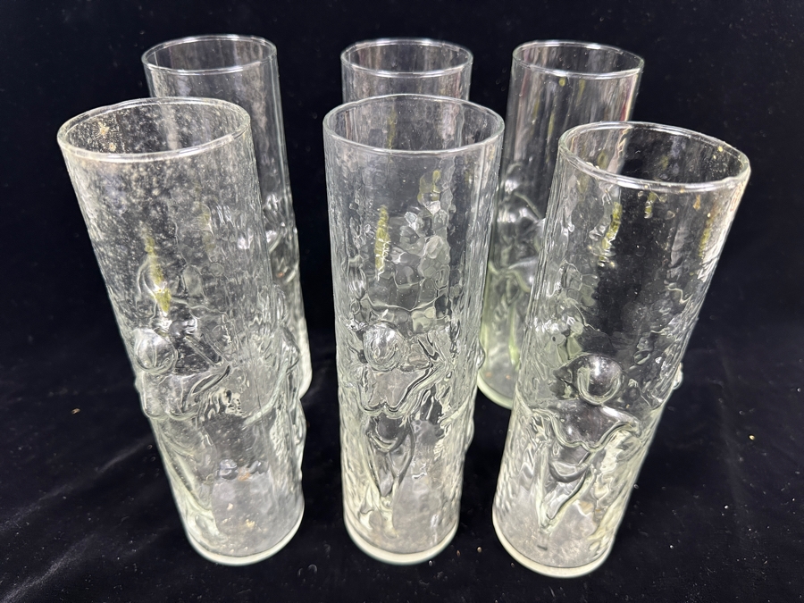 (6) Vintage 1970s 'La Femme' Highball Glasses By Libbey Glass Co. With Embossed Female Figures 8.75'H [Photo 5]