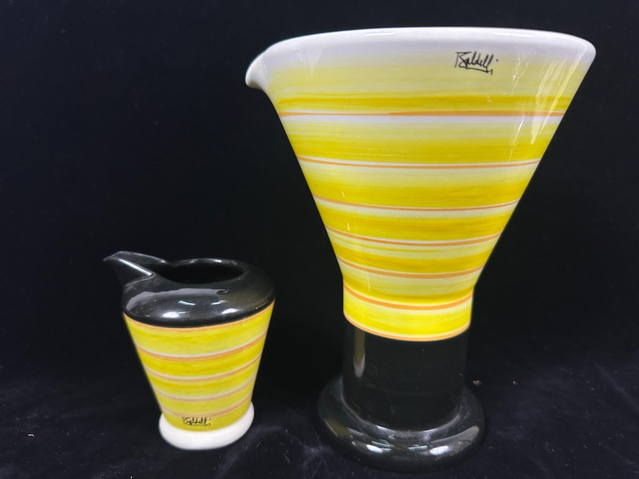 Baldelli Italy Pottery Pitcher 8'H And Creamer 4.5'H [Photo 3]