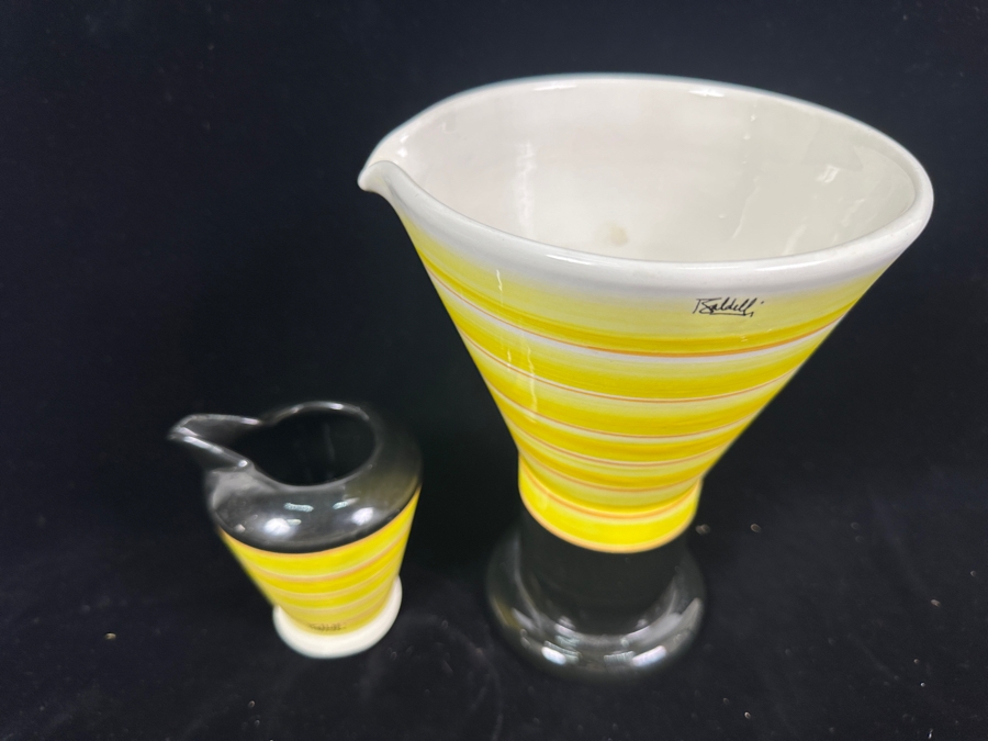 Baldelli Italy Pottery Pitcher 8'H And Creamer 4.5'H [Photo 4]