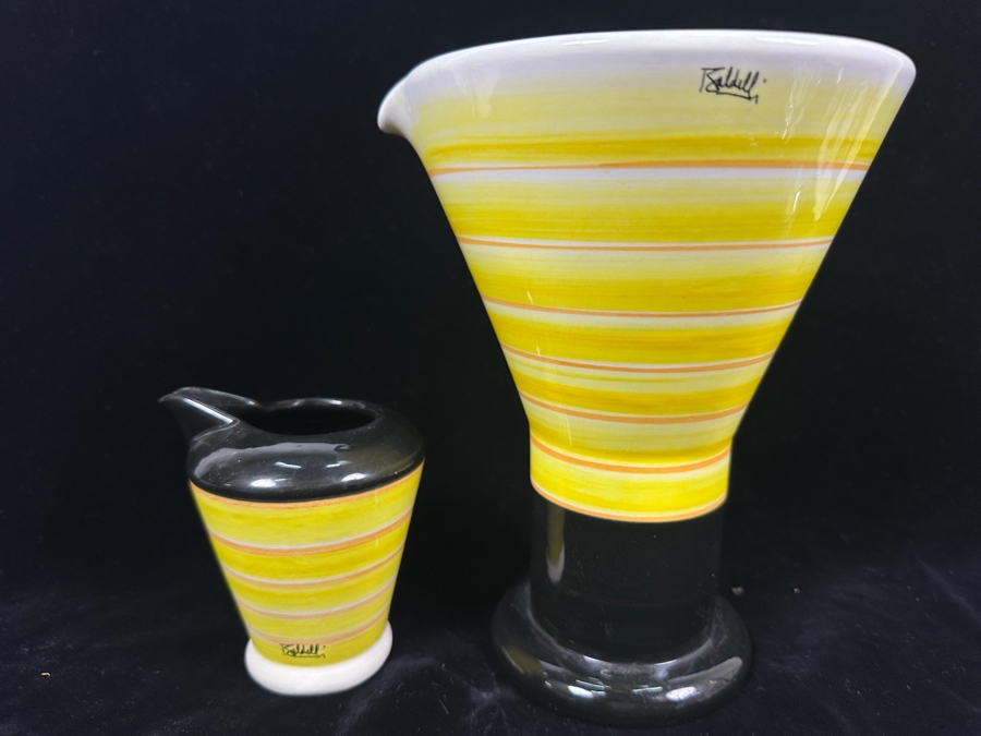 Baldelli Italy Pottery Pitcher 8'H And Creamer 4.5'H [Photo 2]