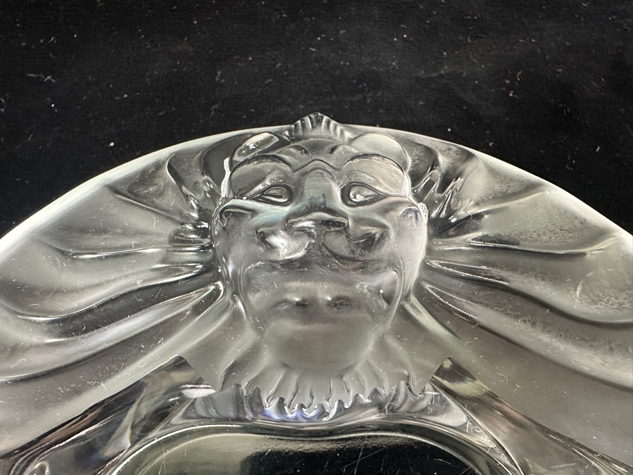 Vintage Lalique France 'Tete De Lion' Ashtray Featuring A Raised Lion's Head Design 6'W [Photo 5]