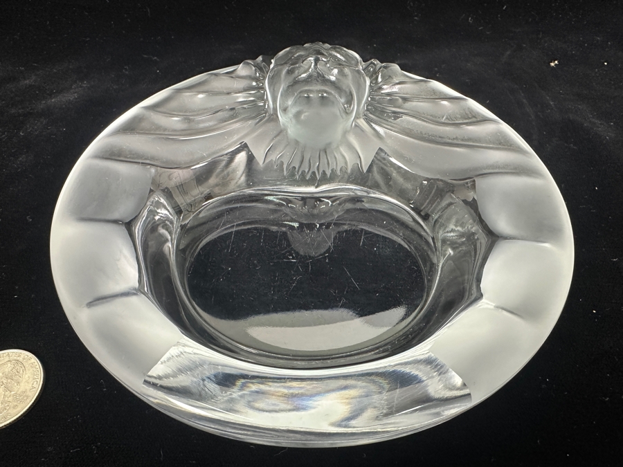 Vintage Lalique France 'Tete De Lion' Ashtray Featuring A Raised Lion's Head Design 6'W [Photo 6]