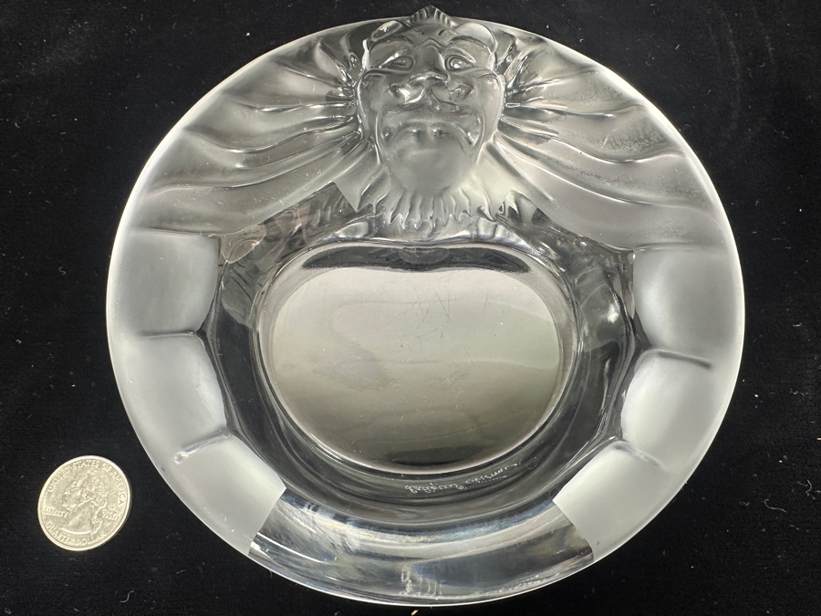 Vintage Lalique France 'Tete De Lion' Ashtray Featuring A Raised Lion's Head Design 6'W [Photo 2]