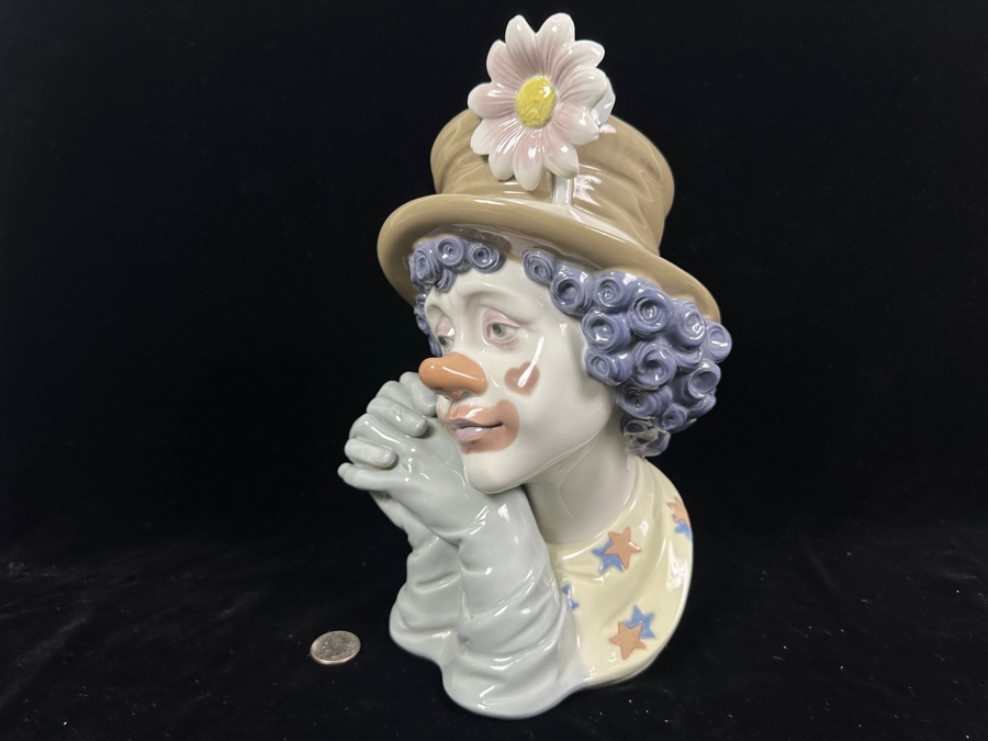 Vintage Lladro 'Melancholy Clown' Porcelain Bust #5542 11.5'H 1989-2000 [Photo 6]