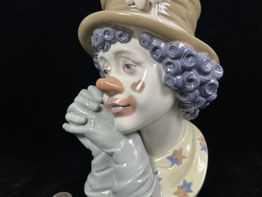 Vintage Lladro 'Melancholy Clown' Porcelain Bust #5542 11.5'H 1989-2000 [Photo 5]
