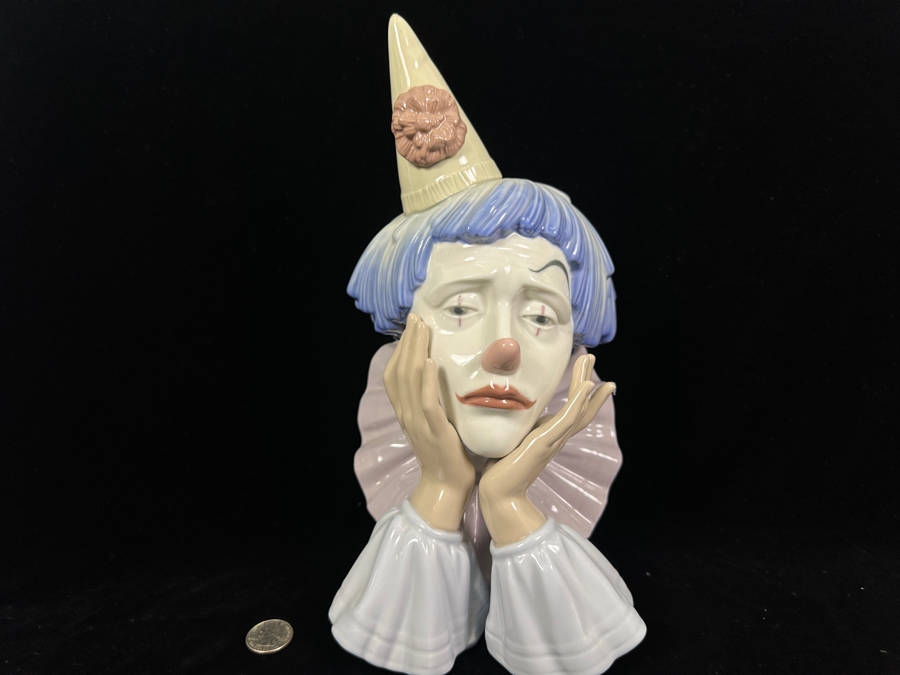 Vintage Lladro 'Clown's Head' Porcelain Bust #5129 12.5'H 1982-2001 [Photo 2]
