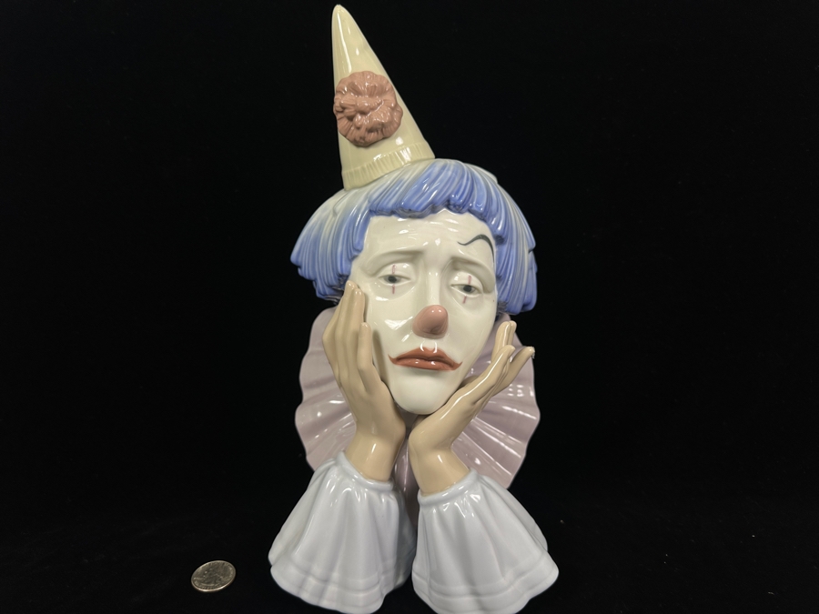 Vintage Lladro 'Clown's Head' Porcelain Bust #5129 12.5'H 1982-2001 [Photo 3]
