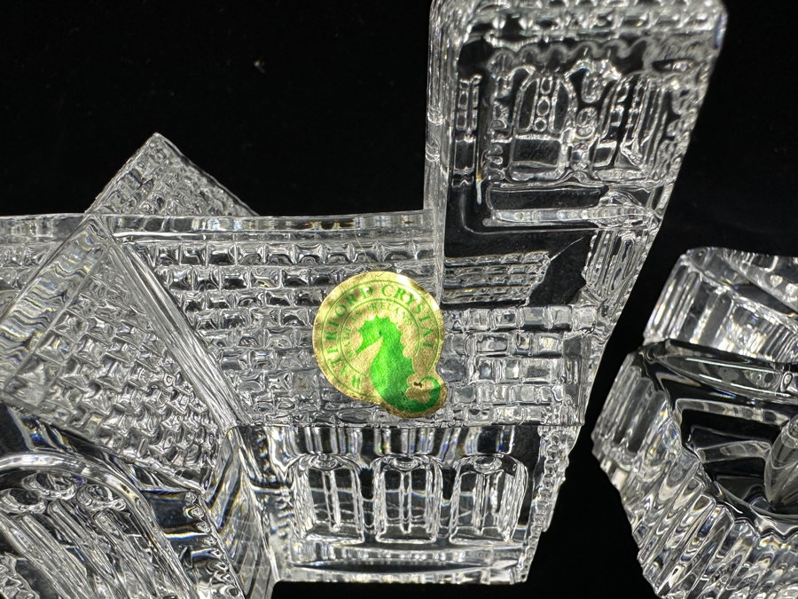 Wateford Crystal Lismore Village Church Figurine And Waterford 3 Leaf Clover Shamrock Paperweight [Photo 7]