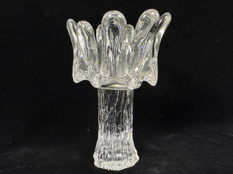 Pair Of Kosta Boda Swedish Crystal Sunflower 7' Candle Votive By Goran Warff And Four Dansk Crystal Candle Votives 2.75'H [Photo 5]