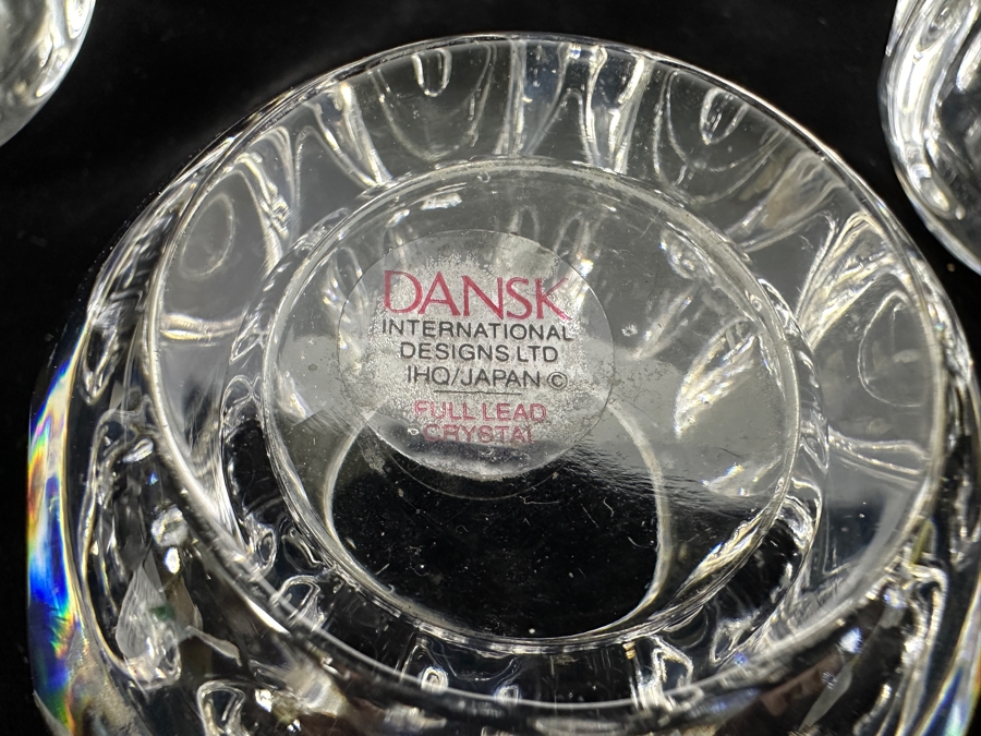 Pair Of Kosta Boda Swedish Crystal Sunflower 7' Candle Votive By Goran Warff And Four Dansk Crystal Candle Votives 2.75'H [Photo 4]