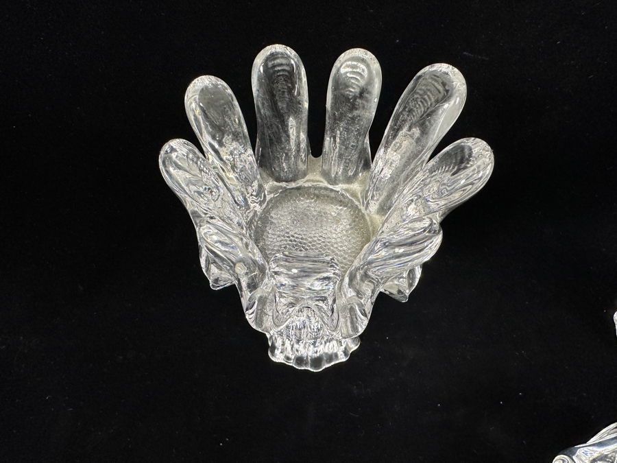 Pair Of Kosta Boda Swedish Crystal Sunflower 7' Candle Votive By Goran Warff And Four Dansk Crystal Candle Votives 2.75'H [Photo 6]