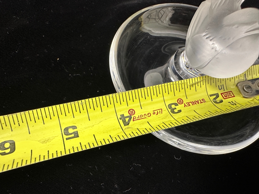 Lalique France Crystal Pinson Finch Bird On A Circular Trinket Ring Dish 3.75'W [Photo 8]