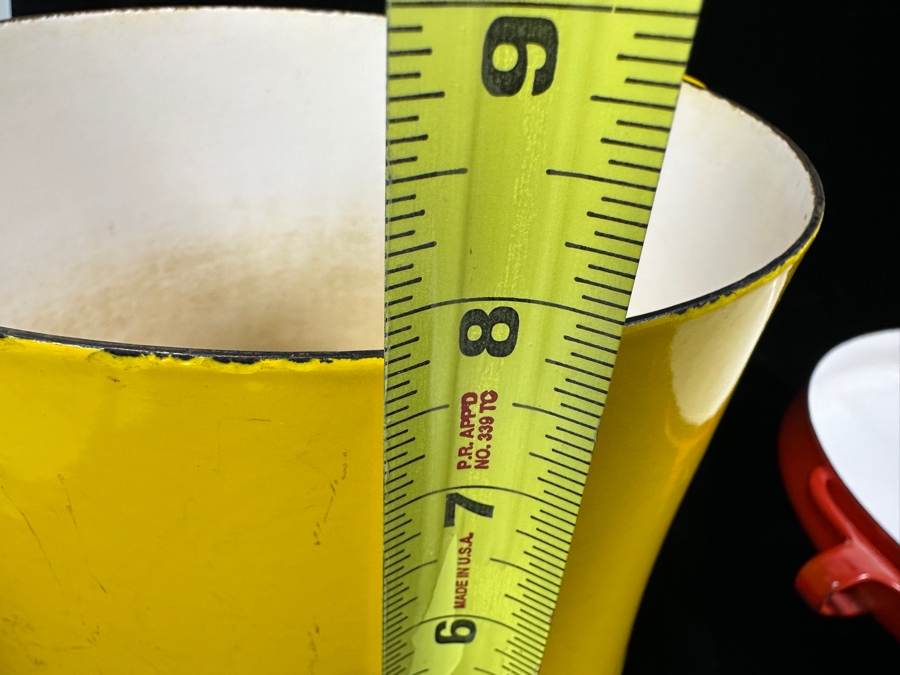 Pair Of Dansk Designs Denmark Kobenstyle Enameled Steel Pots Designed By Jens Quistgaard - Yellow Pot Is 11.5W X 7.75H / Red Pot Is 13.5W [Photo 11]