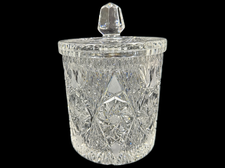 Cut Crystal Biscuit Barrel Jar 6.5W X 9H [Photo 2]