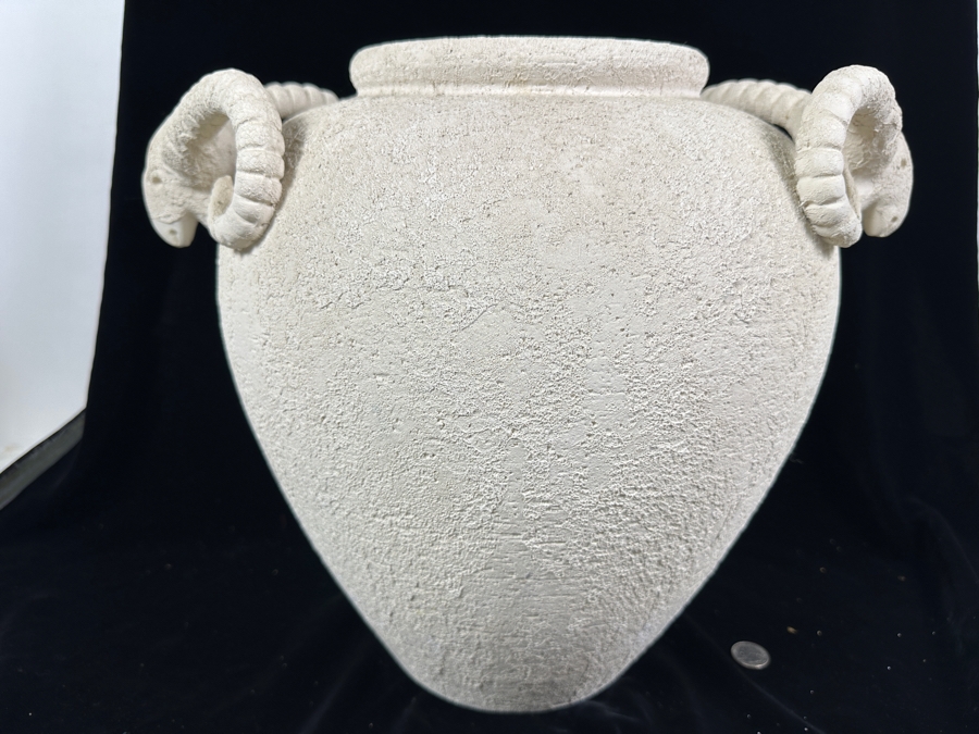 Large Rams Head Handled Flower Pot Vase 15'H [Photo 3]