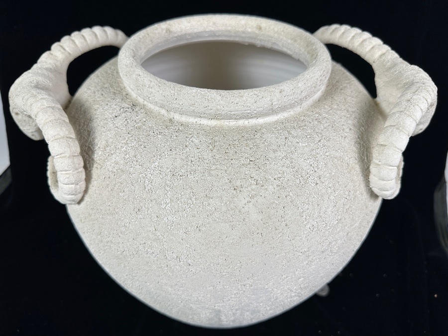 Large Rams Head Handled Flower Pot Vase 15'H [Photo 4]