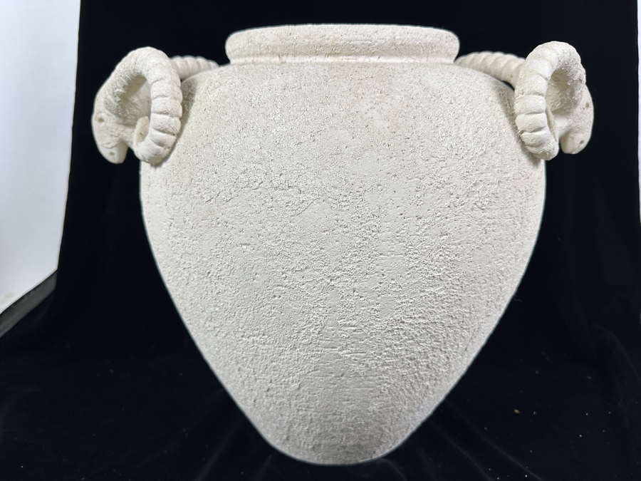 Large Rams Head Handled Flower Pot Vase 15'H [Photo 2]