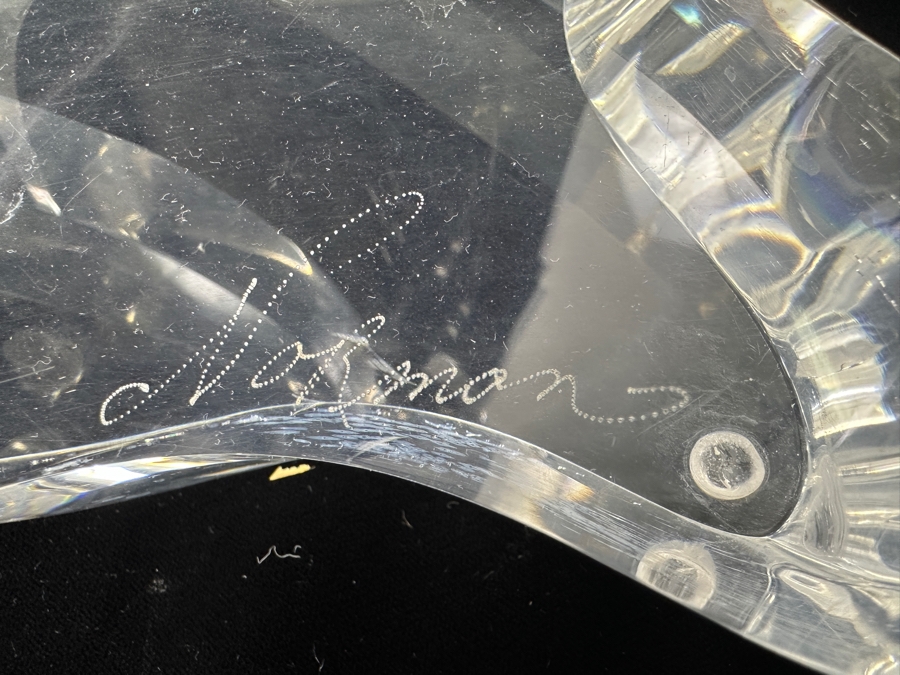 Vintage Lucite Pair Of Swans Sculpture Signed Norman 21W X 11D X 22.5H [Photo 5]