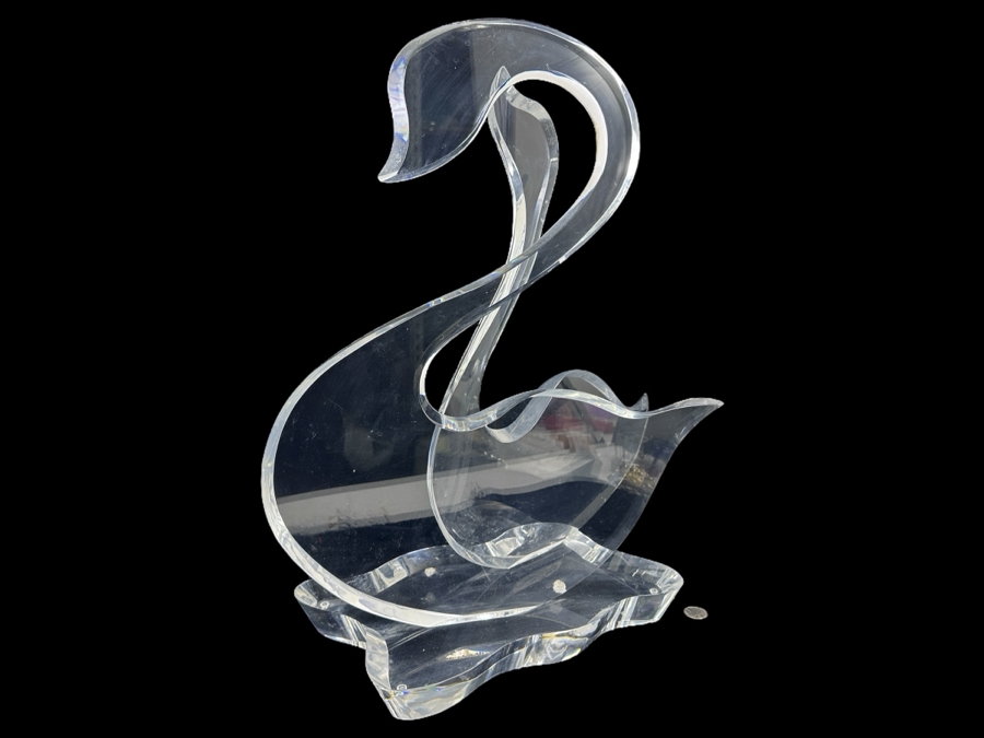 Vintage Lucite Pair Of Swans Sculpture Signed Norman 21W X 11D X 22.5H [Photo 1]