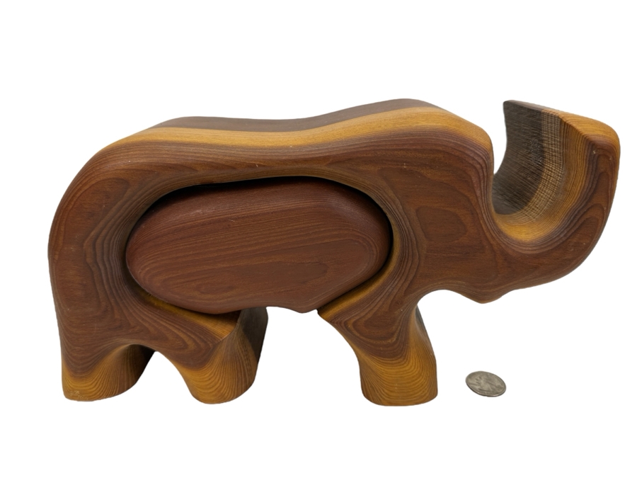 Handcrafted Native Redwood Elephant Box [Photo 1]