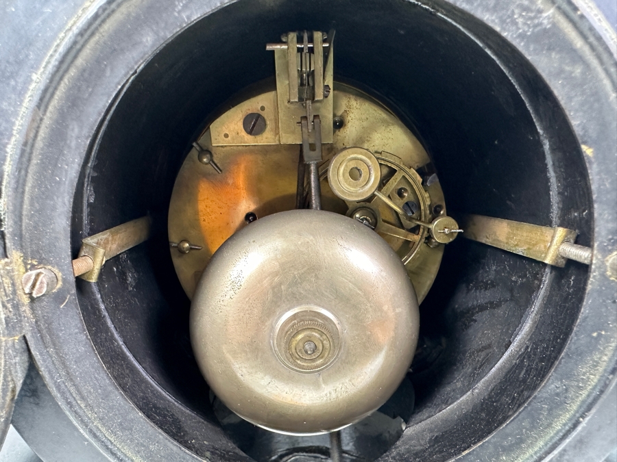 Vintage French Slate And Marble Mantle Clock With Mercury Pendulum - Heavy - Needs Servicing 12.25W X 5D X 15H [Photo 10]