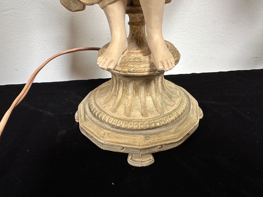 Vintage Pair Of French Painted Cast Metal Table Lamps 21H [Photo 10]