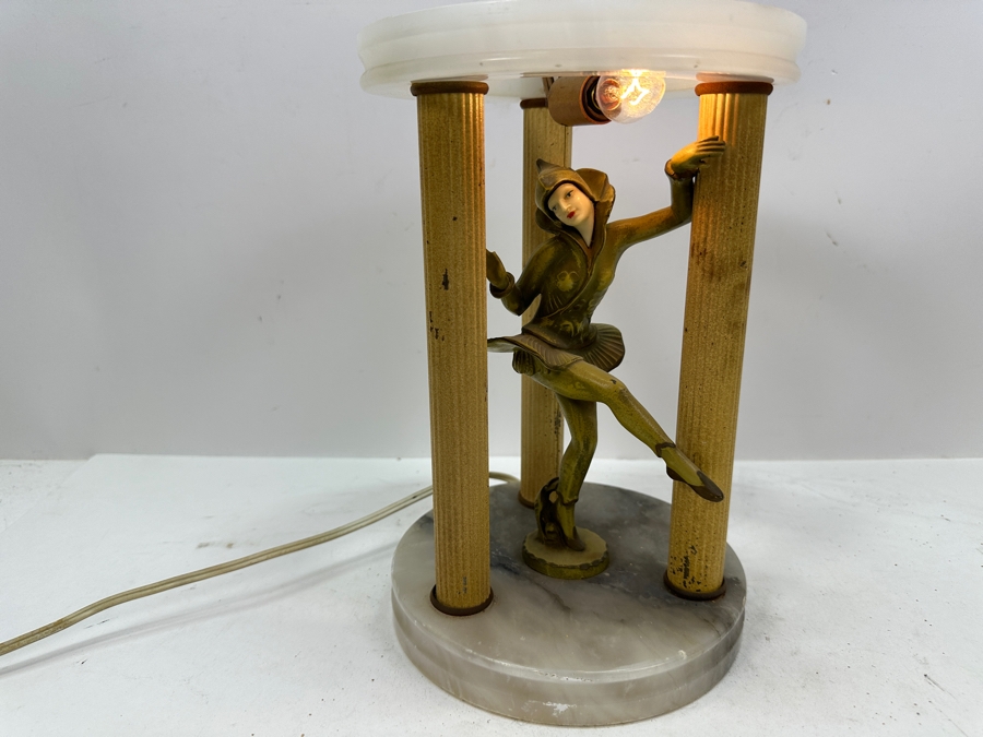 Vintage Art Deco Pixie Lamp 'Gerado' By J.B. Hirsch With Crystal Shade (Not The Original Shade) 10.5'H [Photo 4]