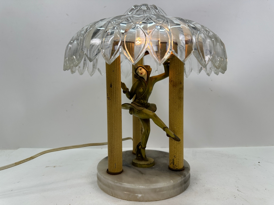 Vintage Art Deco Pixie Lamp 'Gerado' By J.B. Hirsch With Crystal Shade (Not The Original Shade) 10.5'H [Photo 12]