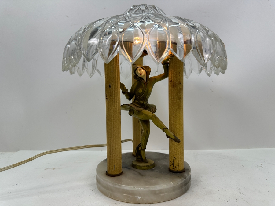 Vintage Art Deco Pixie Lamp 'Gerado' By J.B. Hirsch With Crystal Shade (Not The Original Shade) 10.5'H [Photo 13]