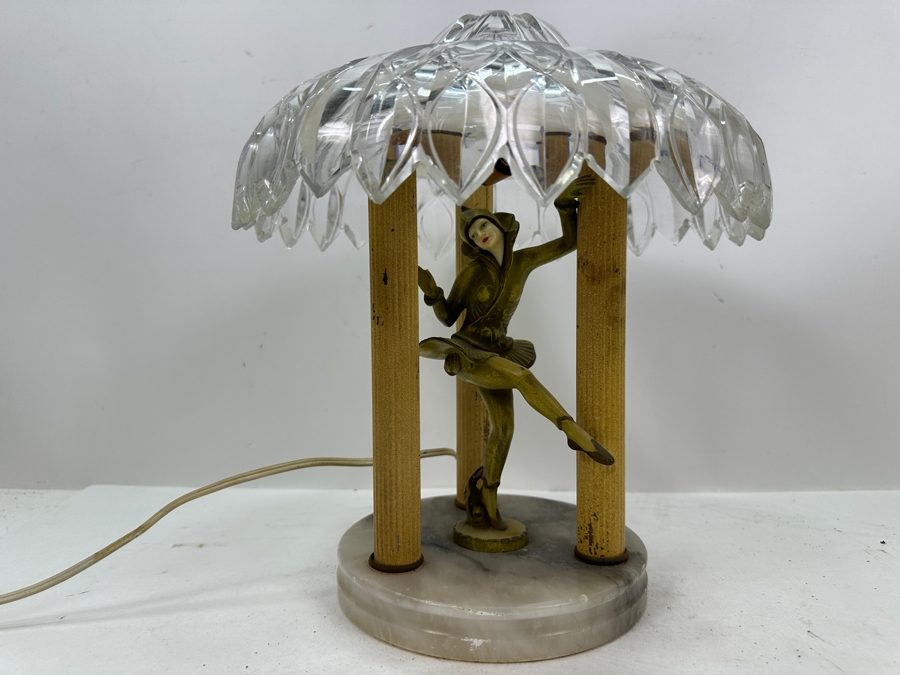 Vintage Art Deco Pixie Lamp 'Gerado' By J.B. Hirsch With Crystal Shade (Not The Original Shade) 10.5'H [Photo 10]