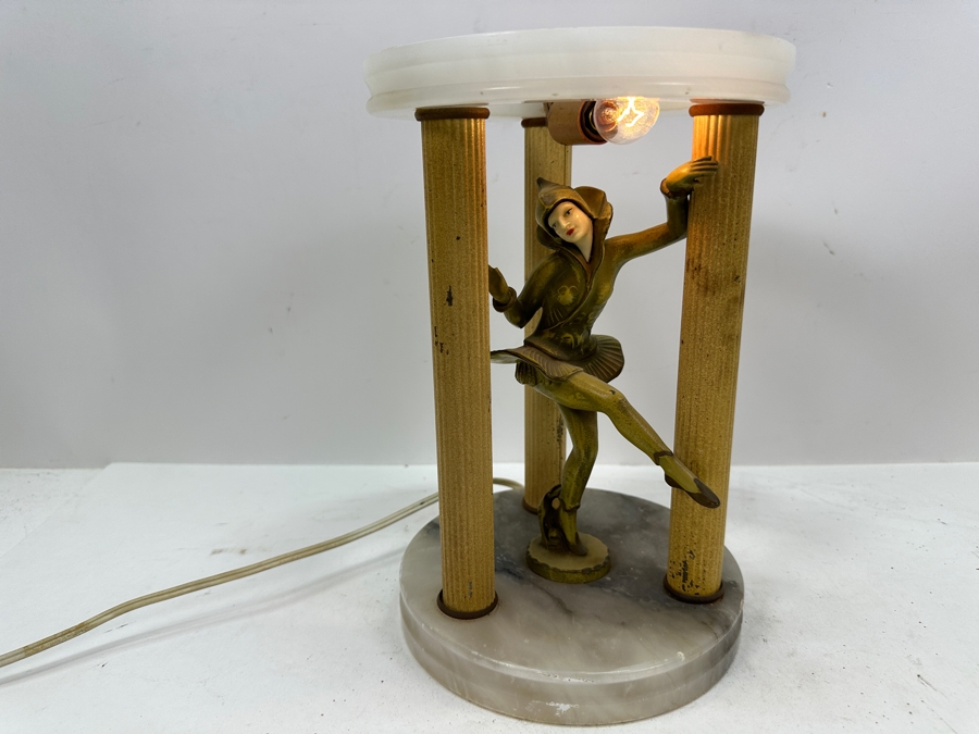 Vintage Art Deco Pixie Lamp 'Gerado' By J.B. Hirsch With Crystal Shade (Not The Original Shade) 10.5'H [Photo 3]