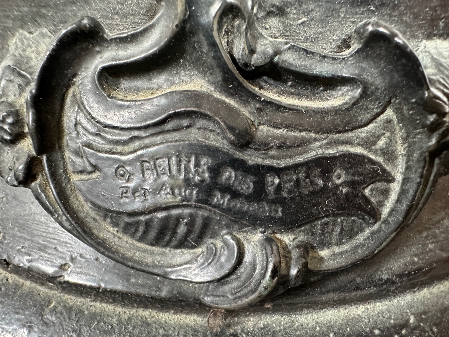 Auguste Moreau (1834-1917, French) Bronze Sculpture Lamp With Marble Base Lady With Wheat With Translucent Glass Flower Shades 38'H [Photo 11]