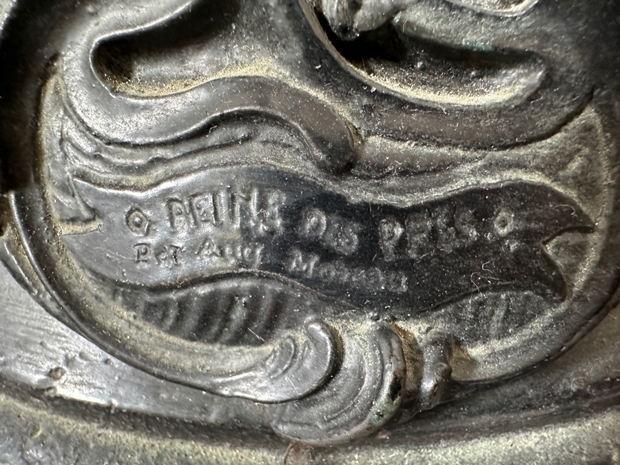 Auguste Moreau (1834-1917, French) Bronze Sculpture Lamp With Marble Base Lady With Wheat With Translucent Glass Flower Shades 38'H [Photo 10]